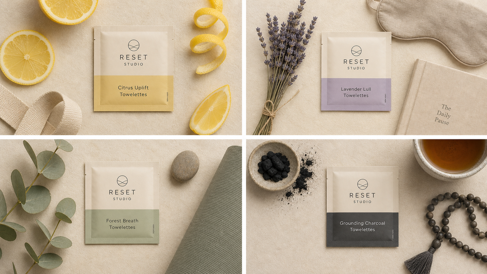A calming wellness moment with a folded towelette